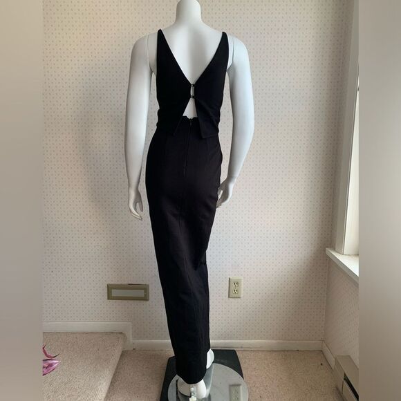 REVOLVE x Nicholas Ponti Ava Wrap Black Maxi Gown Deep V Neckline sz 2 PW13 - Picture 7 of 16